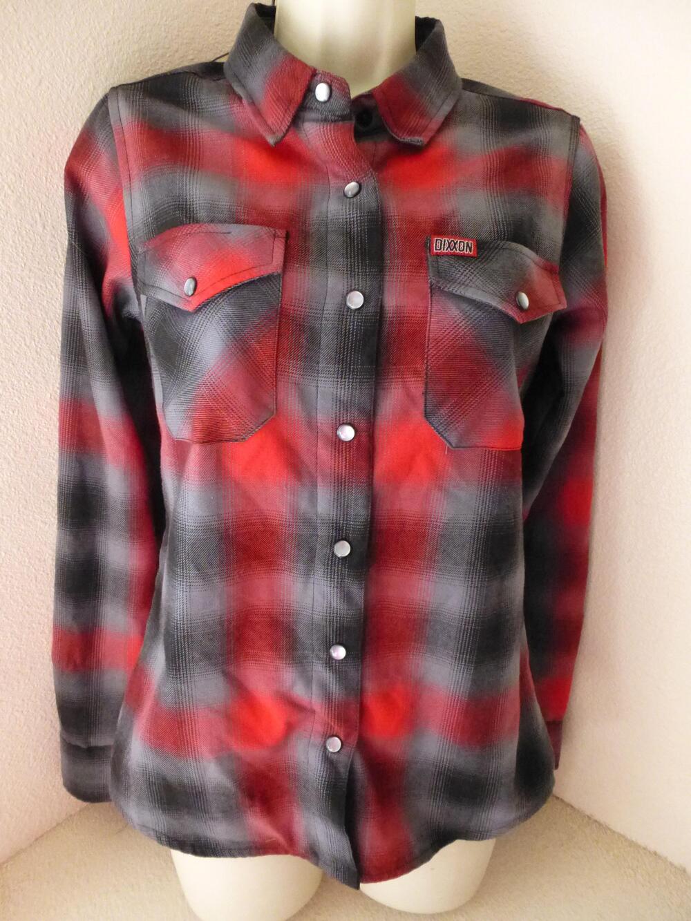 Dixxon Flannel Shirt Womens Small The Blazer Red Plaid Pearl Snap Long Sleeve